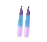Sharplace 2 Pieces Ponytail Hair Extension with Elastic Rope High Temperature Fiber Smooth Synthetic Hair Extensions for Role Playing, Purple Blue Pink