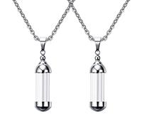Sharplace 2 Pieces Stainless Steel Tube Glass Bottle Urn Vial Charms Pendant Necklace Jewelry Gift