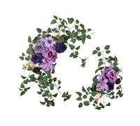 Sharplace 2 Pieces Wedding Arch Flowers Decorations Floral Arrangement Artificial Rose Flower for Holiday Reception Home Valentines Day, Purple