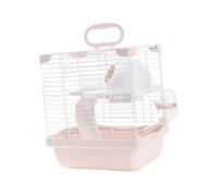 Sharplace 2 Tiers Hamster Cage Enclosure Travel Cage High Chassis Design Detachable Bottom Tray Versatile for Mouse Rat 19x23x28cm, Pink