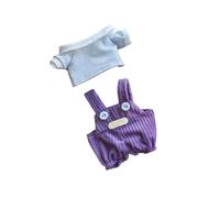 Sharplace 20 cm Plush Doll Clothes Doll Outfit, Detachable Doll Enthusiasts Gifts Stylish Doll Top and Suspenders Pants Suit, 2pcs Purple