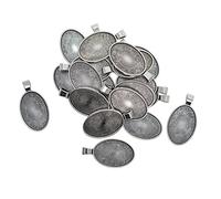 Sharplace 20 Pieces Oval Pendant Trays Bezel Cabochon Settings