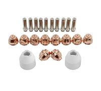 Sharplace 22 Pieces Cutter Nozzle Torch Tip Cup Collection Replacement Kit with Copper Nozzles Ceramic and Pin Contacts Suitable for Workshop Maintenance