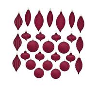 Sharplace 27pcs Christmas Ball Ornaments, Red, Polypropylene (PP), Flocking, Hanging, Classic Style, Christmas Occasion