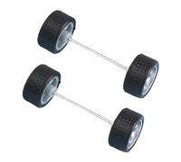 Sharplace 2Pcs 1/64 Scale Wheels with Round Rod Axles Alloy Wheel Rims Replacement Parts Simulation Model Car Wheels Tires for RC Truck, Silver