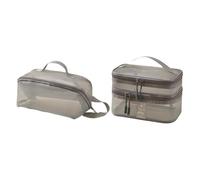 Sharplace 2Pcs Mesh Makeup Bag Cosmetic Brush Organizer Portable Double Layer Cosmetic Bag Make up Organizer for Outdoor Gym Activities, Gray