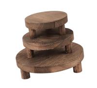 Sharplace 3 Pieces Wooden Plant Display Stand Riser Cake Stand Multipurpose 5inch 6inch 8inch Small Planter Tray for Bedroom Accessory, Dark Brown