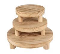 Sharplace 3 Pieces Wooden Plant Display Stand Riser Cake Stand Multipurpose 5inch 6inch 8inch Small Planter Tray for Bedroom Accessory, Light Brown