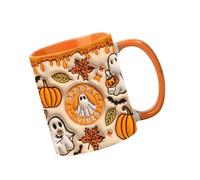 Sharplace 3D Effect Halloween Mug Ceramic Coffee Mug Pumpkin Ghost Pottery Mug with Handle for Tea Hot Beverage Latte Mug Lovers Gifts, C