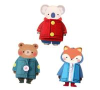 Sharplace 3Pcs Kids Wooden Busy Board Set Dressing Practice Toy for Real Life Practice Versatile Accessory Playful Animal Dress up Toy