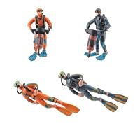 Sharplace 4 Pieces Aquarium Diver Decor, Scuba Diver Figurine Figures, Underwater Adventure Small Statues, Tank Decorations