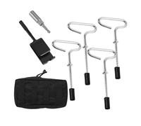 Sharplace 4 Pieces Ice Fishing Anchors with Tool for Setting up Shelter Threaded Gear Equipment Strong Ground Nails Tent Stakes Nails, with bit converter