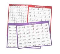 Sharplace 4Pcs Math Posters Practice Boards with Answers Teaching Home Learning Calculations Teacher Must Have Educational Math Charts, Multiplicate divide