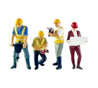 Sharplace 4x 1/64 Construction Worker Figure Miniature Bricklayer Figure Collectibles Resin Crafts for Micro Landscapes Ornament Layout