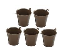 Sharplace 5 Pieces Metal Buckets Plant Pots Versatile Ornament Cute Crafts Mini Candy Tiny Decorative Pails for Patio Office Lawn Party, Brown