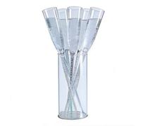 Sharplace 6 Pieces PC Champagne Cup Reusable Stemmed s Cup with Holder Dishwasher Champagne Glasses for Outdoor Events, Bar Service, Clear