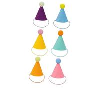 Sharplace 6 Pieces Pet Birthday Party Hats Costume Accessories Reusable Lightweight Cone Hats Multicolor for Dolls Cat Holiday