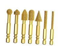 Sharplace 7Pc Diamond Grinding Bit Rotary Tool Attachment Accessory Professional Grinding Burrs Hexagonal Shank for Granite Glaze Resin
