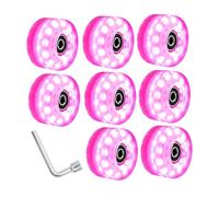 Sharplace 8 Pieces Luminous Roller Skate Wheels Bearings Installed Outdoor Accessories Parts Roller Skating Wheels Light up Wheels, Pink