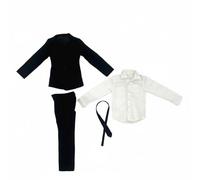 Sharplace Action Figure Suit with Tailored Jacket Matching Trousers Crisp Shirt Formal Tie Cloth Material Suitable for Collector Display Wedding Professional Scene Scenario, Black