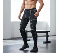 Sharplace Adult Pants Compression Leggings Padded Compression Shielded EVA Padding Sports Gear Breathable Material Sweat Wicking Supportive Fit, L, Black-grey Line