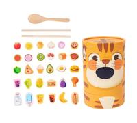 Sharplace Animal Feeding Game Playset Matching Game Educational Fun Children Wooden Food Sorting Toy Pretend Food Play Set for Activity