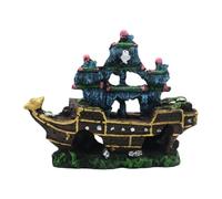 Sharplace Aquarium Shipwreck Decor Hollow Cave Freshwater Saltwater Use Creative Crafts Versatile Resin Tank Landscape Pet Supply