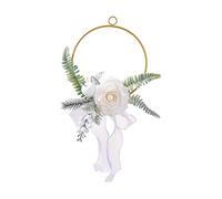 Sharplace Artificial Flower Wreath Floral Hoop Wreath Porch Door Decor Garland for Farmhouse Mantle Patio Housewarming Gift Celebration, White