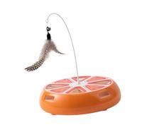 Sharplace Automatic Teaser Interactive Cat Toy Funny Electronic Playing Pet Supplies Lightweight 360° Rotating Kitten Toy with Feather, Orange