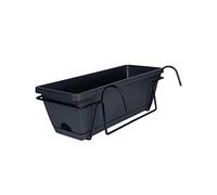 Sharplace Balcony Railing Planter Pot Window Box Planter Hanging Planter Rail Planter Vegetables Growing Container Plant Basket for Garden Porch Patio, Dark Grey, Medium