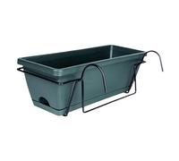 Sharplace Balcony Railing Planter Window Box for Fence, Plant Holder Basket Flowerpot for Porch Countryside Windowsill, Dark Green