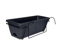 Sharplace Balcony Railing Planter Window Box Planter Fence Planter Plant Holder Plant Basket Flowerpot for Porch Countryside Windowsill, dark gray