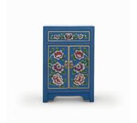 Sharplace Bedside Cabinet With Drawers Nightstand End Table Cupboard Hand Painted Artistic Detailing Ready to Use Distressed Finish suitable for bedroom storage, Blue, style to 2