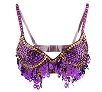 Sharplace Belly Dance Bra Top with Tassels Sequins Trimming Costume,