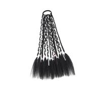 Sharplace Braiding Hair Extensions Twist Braids DIY Hair Making Elastic Bands Fashion Ponytail Extension Braiding Black Hair for Kids, 1B with Silver Line