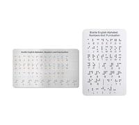 Sharplace Braille Alphabet Board Braille Learning Tool Lightweight with Raised Dots Effective Teaching Aid for Children Beginners, Silver 2pcs