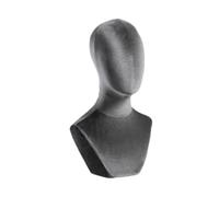Sharplace Bust Mannequin Head Wig Display with Shoulder Wig and Hats Display Stand Manikin Velvet Head for Wig Hairdresser Training Cap, Grey