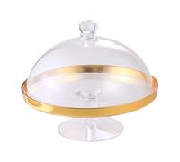 Sharplace Cake Stand with Lid,Covered Cake Holder,Tableware Decor,Round Cake Pan Dessert Tray for Kitchen Birthday Wedding Party, Gold Side S