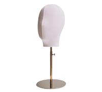 Sharplace Canvas Block Head Wig Head Stable (17.91inch-23.23inch Adjustable) Table Training Head Wig Display Head for Hair Styling Cap, Gold