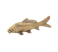 Sharplace Carp Statue Brass Figurine Desktop Ornament Antique Retro Carp Sculpture for Fortune Business Bedroom Hotel Dining Room