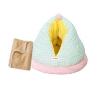 Sharplace Cat Bed with Blanket Warm Soft Pod Comfortable Non Slip Bottom, Self Warming Cave Hut for Indoor Sleeping Hedgehog Puppy, blue S