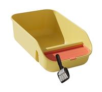 Sharplace Cat Litter Box for Indoor Cats with Scooper Tall with Spray and Scatter Shield Open Top High Sided for Small Animals Kitty, Yellow