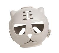 Sharplace Cat Muzzle Cat Mouth Cover Breathable Anti Scratch Cat Accessories Cat Hood Grooming Helmet for Beauty Bathing Travel Shaving, Khaki White S