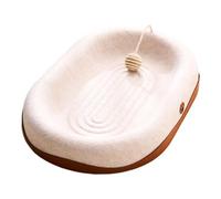 Sharplace Cat Scratch Pad Lounge Play Zone Multipurpose Space Saving Furniture Protector with Dangling Ball Reversible, White Oval