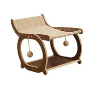 Sharplace Cat Sisal Lounge Chair Wooden Lounger Kitten Elevated Cat Bed Scratcher for Small Medium Cats Outdoor Bunny Resting, Brown