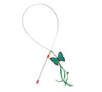 Sharplace Cat Teaser Kitten Butterfly Toy Interactive Ergonomic Handle Teasing Sticks with Bells for Enrichment Chasing Outdoor, Green Butterfly