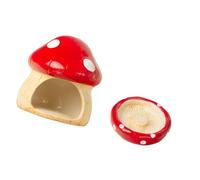 Sharplace Ceramic Hamster House with Feeding Bowl Nest Multipurpose Indoor Shaped Small Animal Hideout Cave for Ferret, Red
