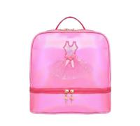 Sharplace Children Dance Pack Backpack Ballet Bag Tote Satchel With Glittering Surface And 3D Ballerina Tutu Detail Water Resistant PVC Adjustable Straps, Rose Red