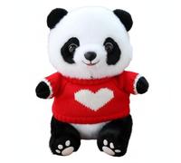 Sharplace Children Doll Classic Panda Stuffed Figure Covered Soft PP Inside Knitted Accessories Choice Huggable for Playroom Gift Giving Nursery Bedroom, Red Heart Sweater