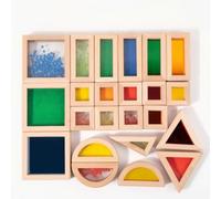 Sharplace Children Educational Bloc Made Of Beech, 23-piece acrylic sensory blocks with beech wood